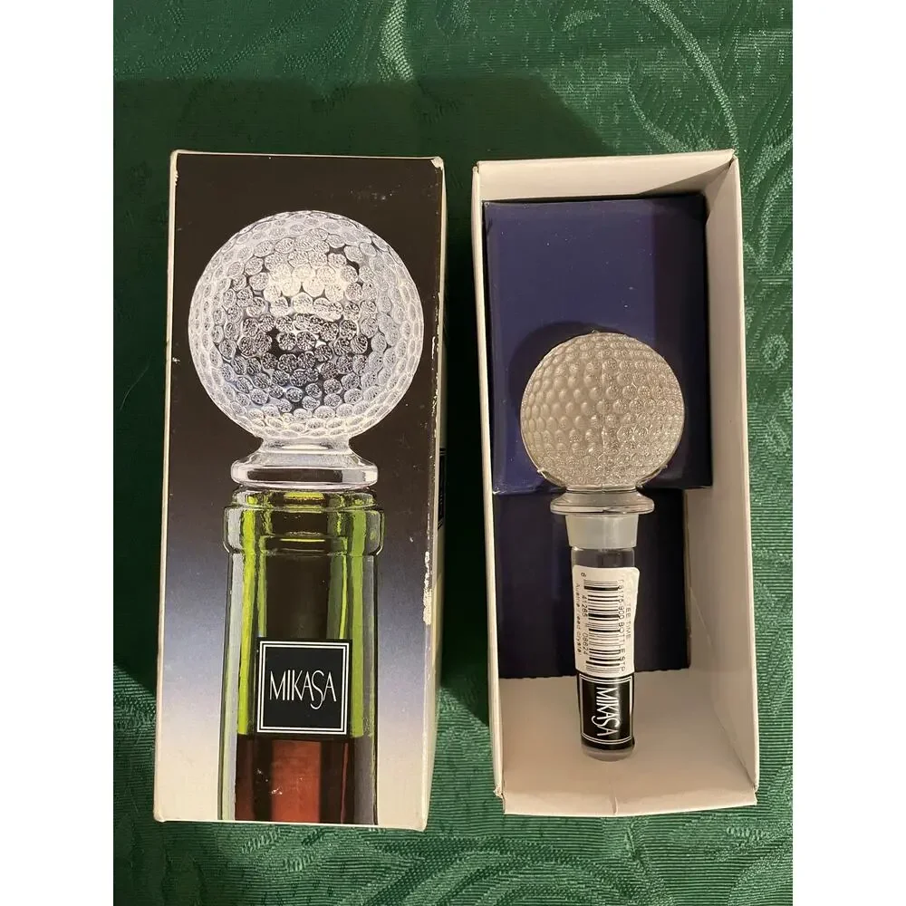 NEW Mikasa Tee Time Golf Ball Wine Liquor Bottle Stopper Austria Lead Crystal